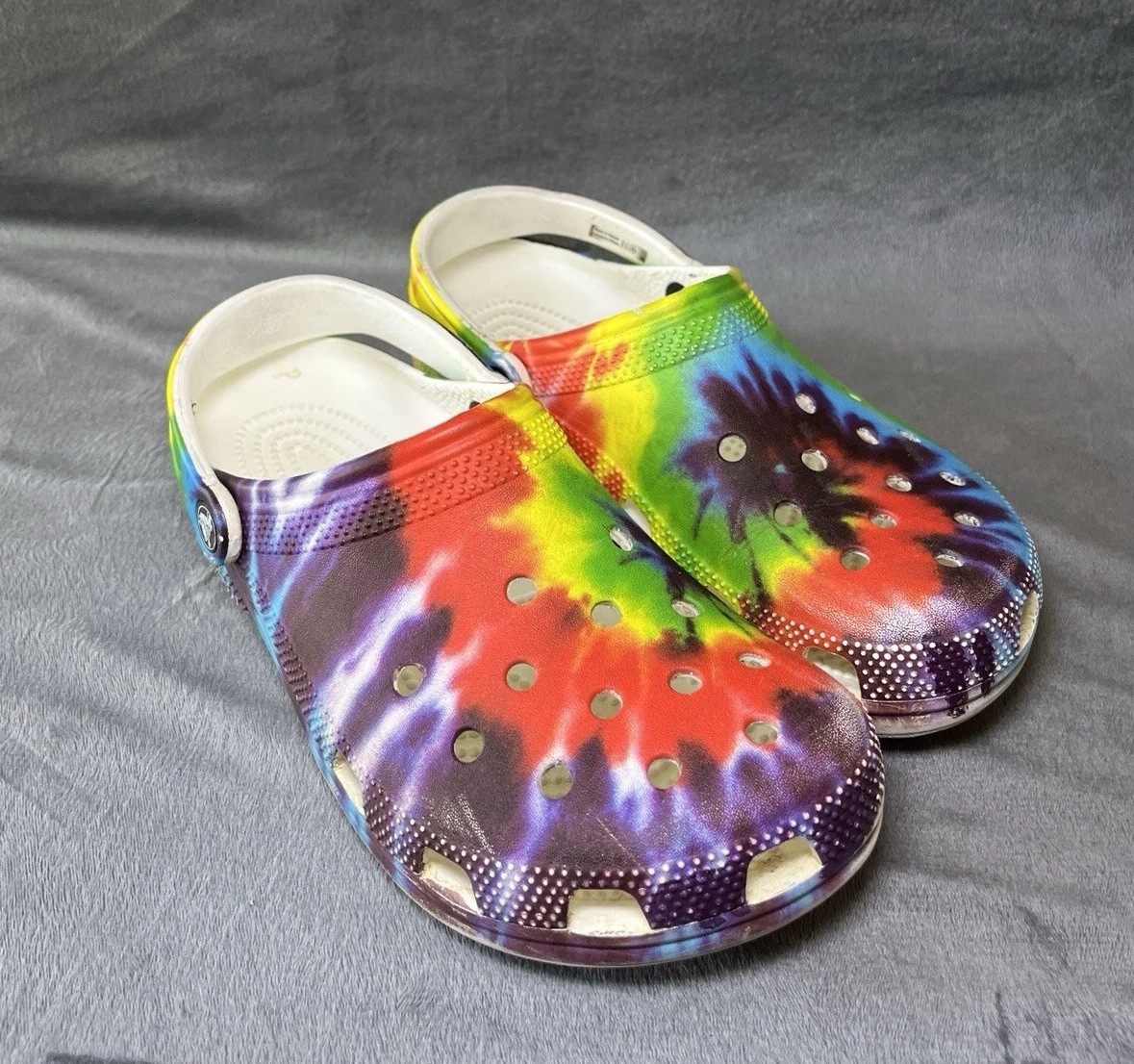 CROCS Classic Tie Dye Graphic Clogs Shoes Rainbow 🌈Size M8/W10