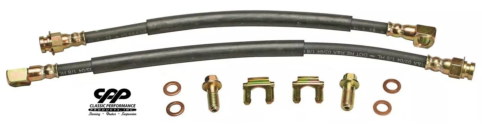 CPP FRONT RUBBER 10 MM BANJO 16" RUBBER BRAKE HOSE KIT HOT ROD STREET ROD