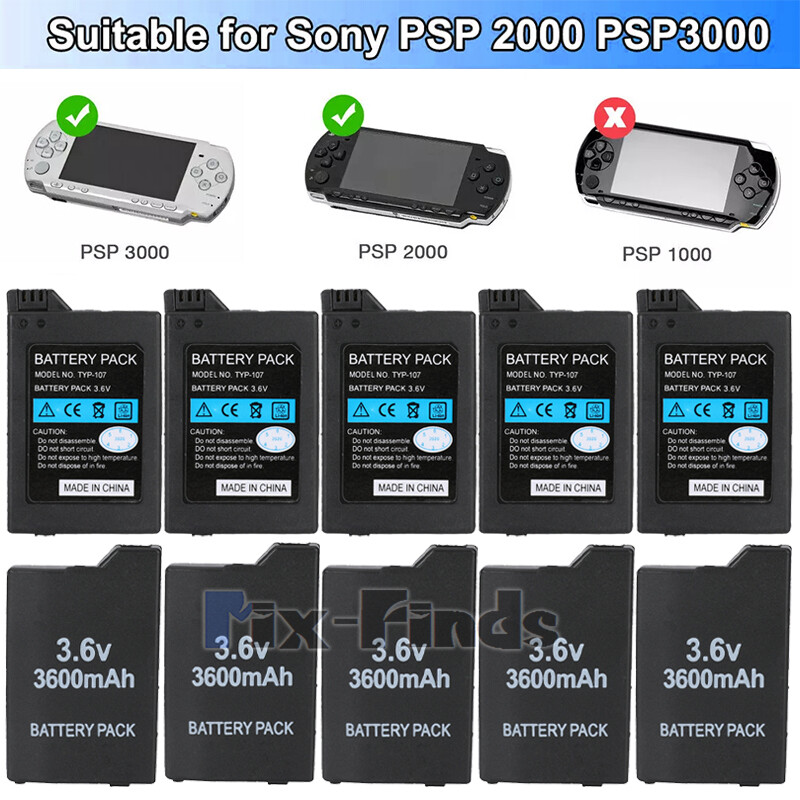 LOT 3600mAh 3.6V Rechargeable Battery For Sony PSP Slim 2001 3001 PSP 2000/3000