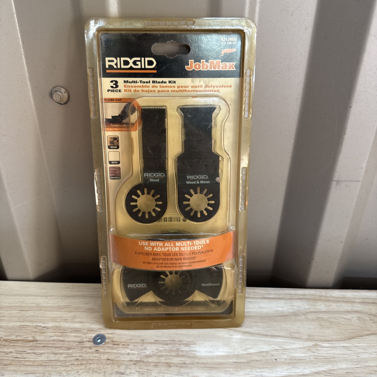 New RIDGID JobMax A24JM80 3 Piece Multi-Tool Blades Kit Wood,drywall, Metal