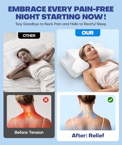 EMIRCEY CERVICAL NECK SUPPORT PILLOW FOR SIDE SLEEPERS - STANDARD SIZE- WHITE