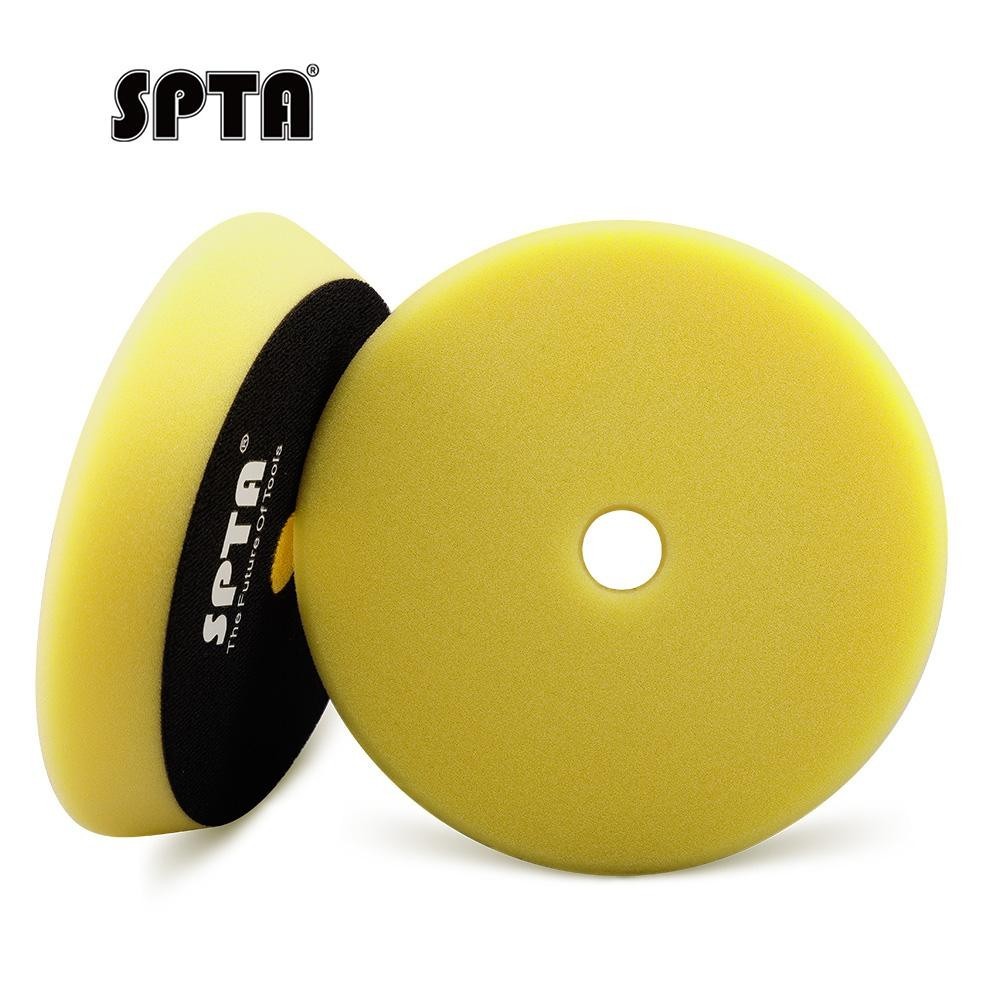 SPTA 1Pc 3/5/6 Inch T80 Yellow High Cut Beveled Foam Polishing Pad For Polisher