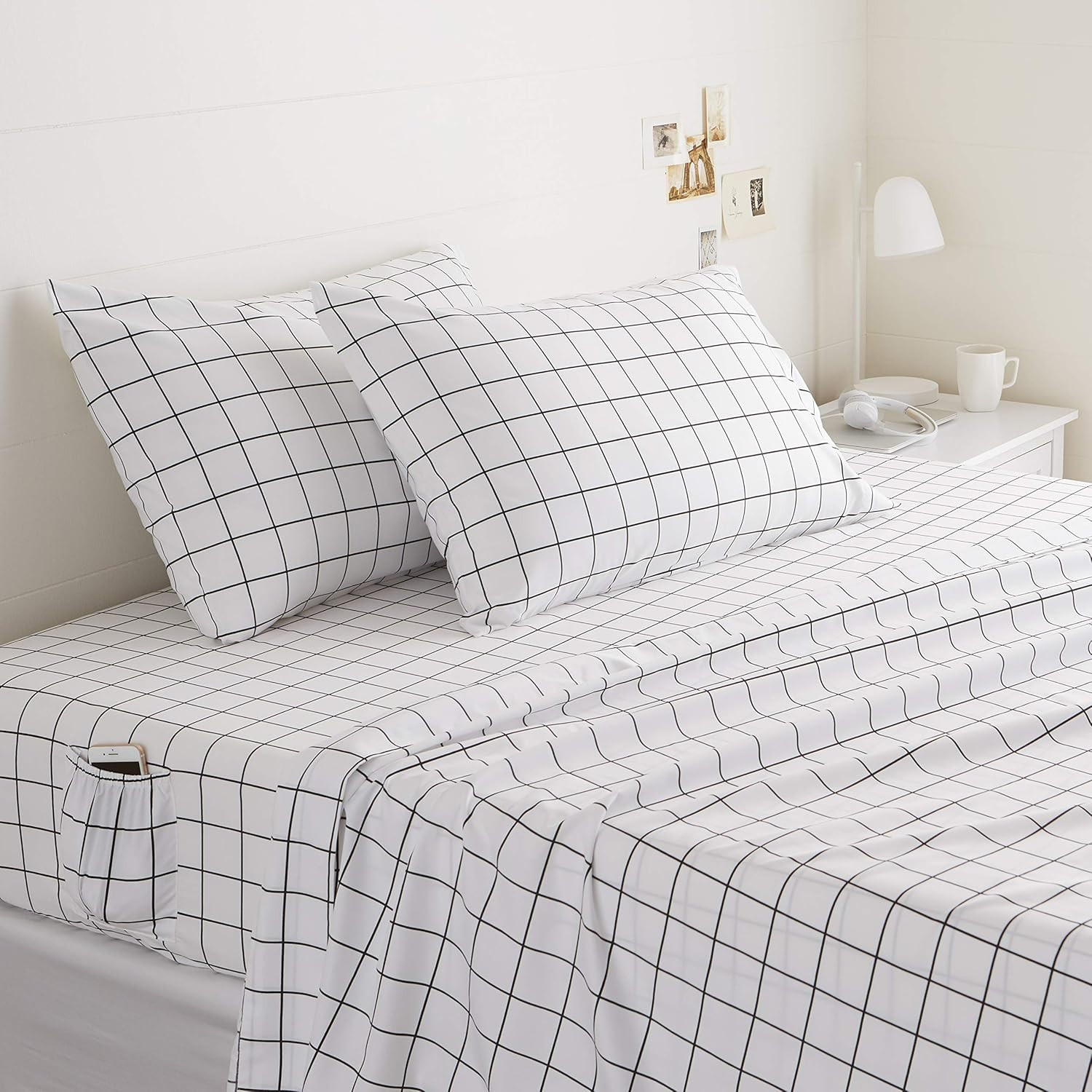 Soft Microfiber 4-Piece Bed Sheet Set with Elastic Side Pockets for Storage, Ful