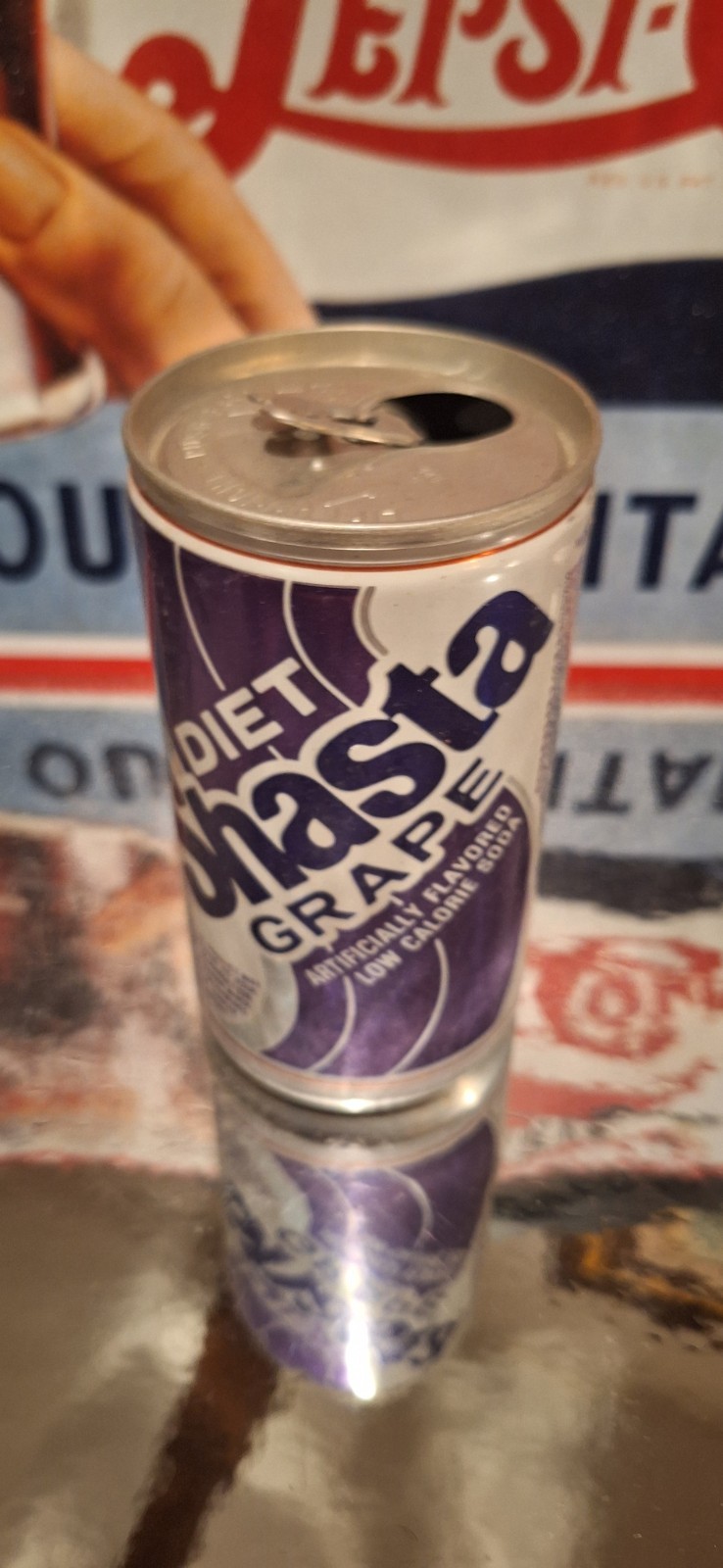🍺 Diet Shasta Grape Cola Soda Pop Can Advertising Prop Empty 70's 80's