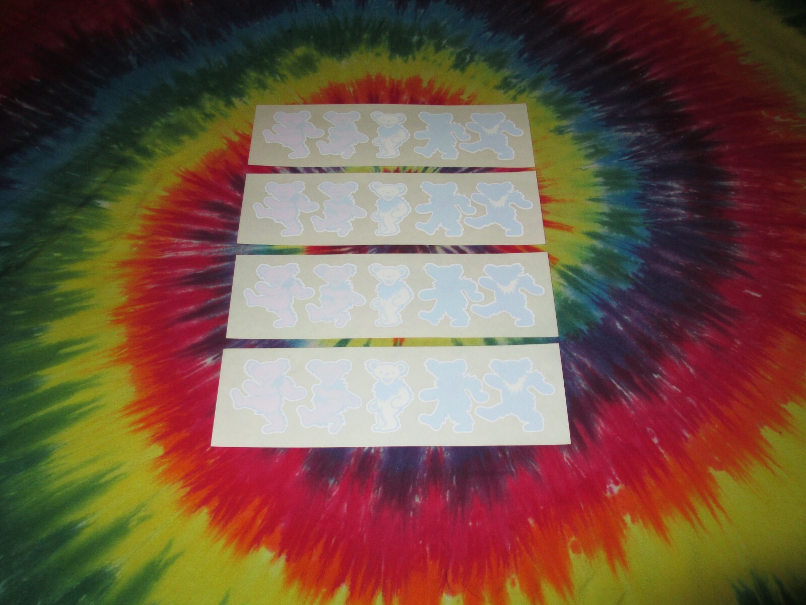 4-GRATEFUL DEAD JERRY GARCIA DANCING BEARS CLEAR BUMPER STICKERS 3"x9.5" NEW LOT