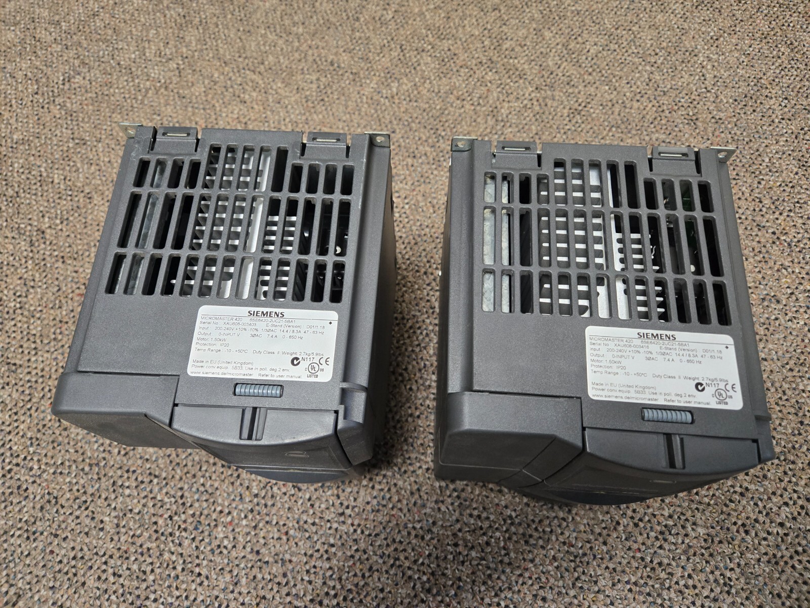 Siemens Micromaster 420 6SE6420-2UC21-5BA1  200-240V 1.50KW Variable Freq Drive