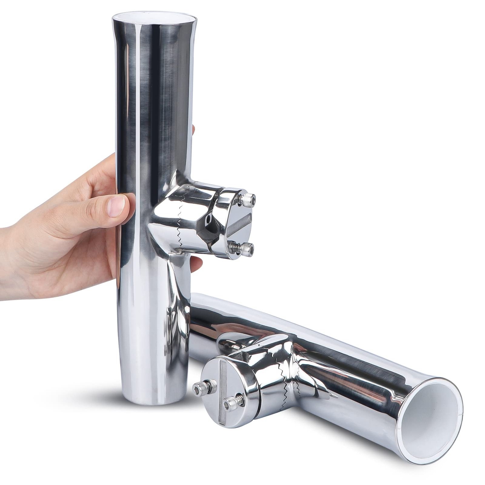 2PCS Tournament Style Boat Fishing Rod Holders, 316 Stainless Steel Silver