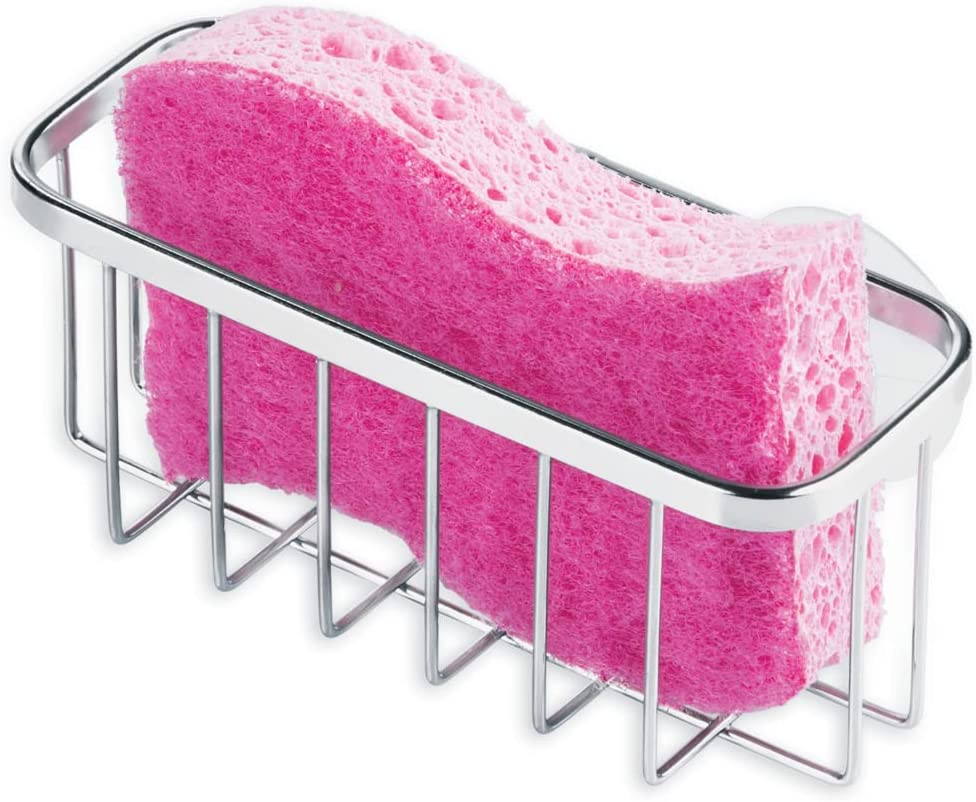 Idesign Gia Stainless Steel Dish Sponge Holder Basket with Suction Cups, Ideal f