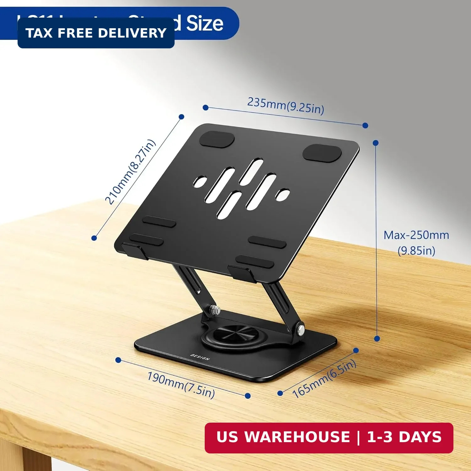 BESIGN Laptop Stand with 360° Rotating Base, Ergonomic Adjustable Notebook Riser