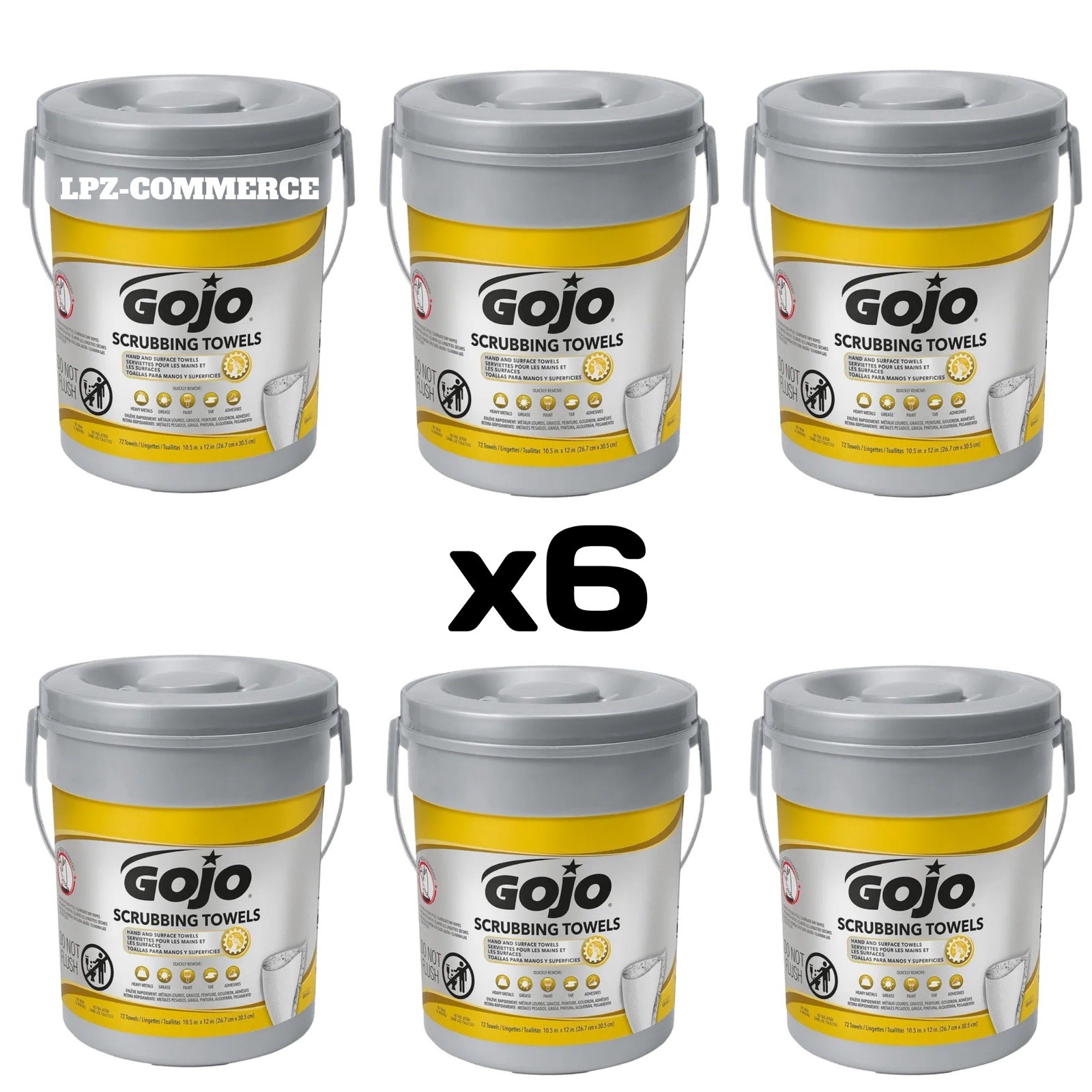 GOJO Scrubbing Towels, Hand Cleaning -Fresh Citrus (6/Carton) New