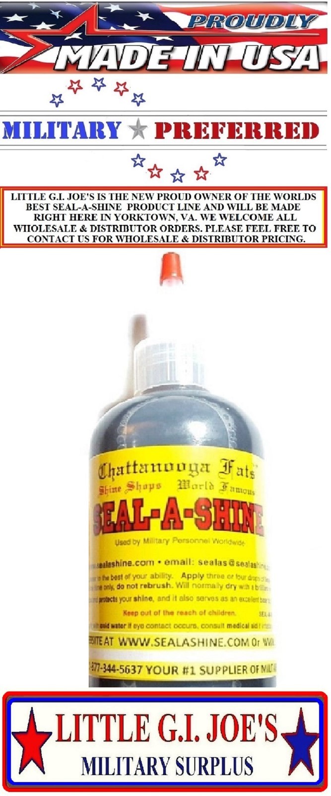 Seal-a-Shine Boot Polish Sealer 8oz. Bottle " THE ORIGINIAL SEAL-A-SHINE " U.S.A