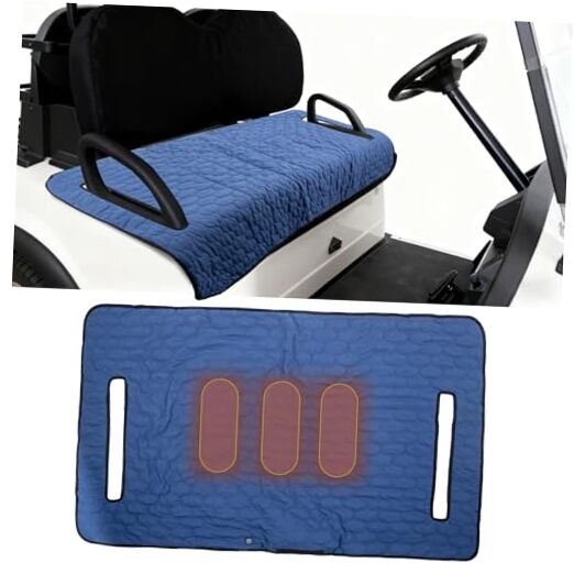 TUYU Heated Golf Cart Seat Cover,Non-Slip Winter Golf Cart Seat Warmer Blue