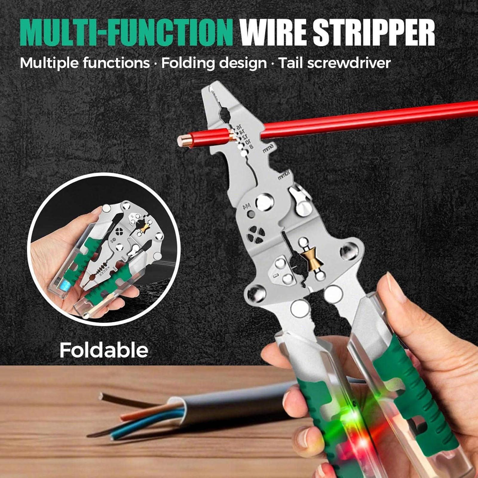 Portable Multi-Function Wire Stripper Scissor With Electrical Tester Built-in
