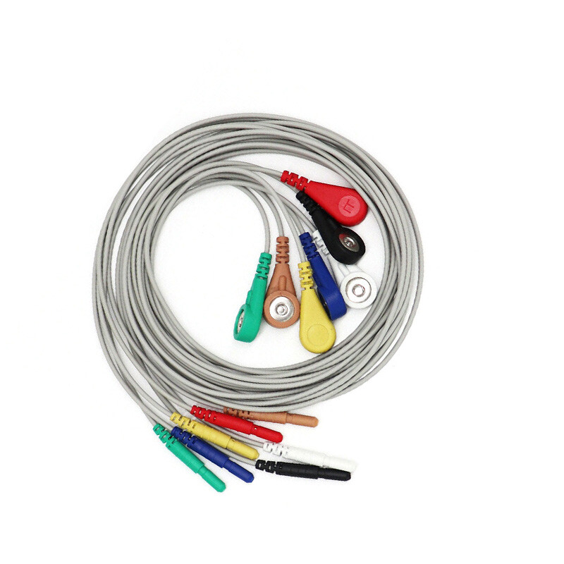 New Din Snap ECG EKG EEG 7- lead holter Cable For Patient Monitor 1.5mm