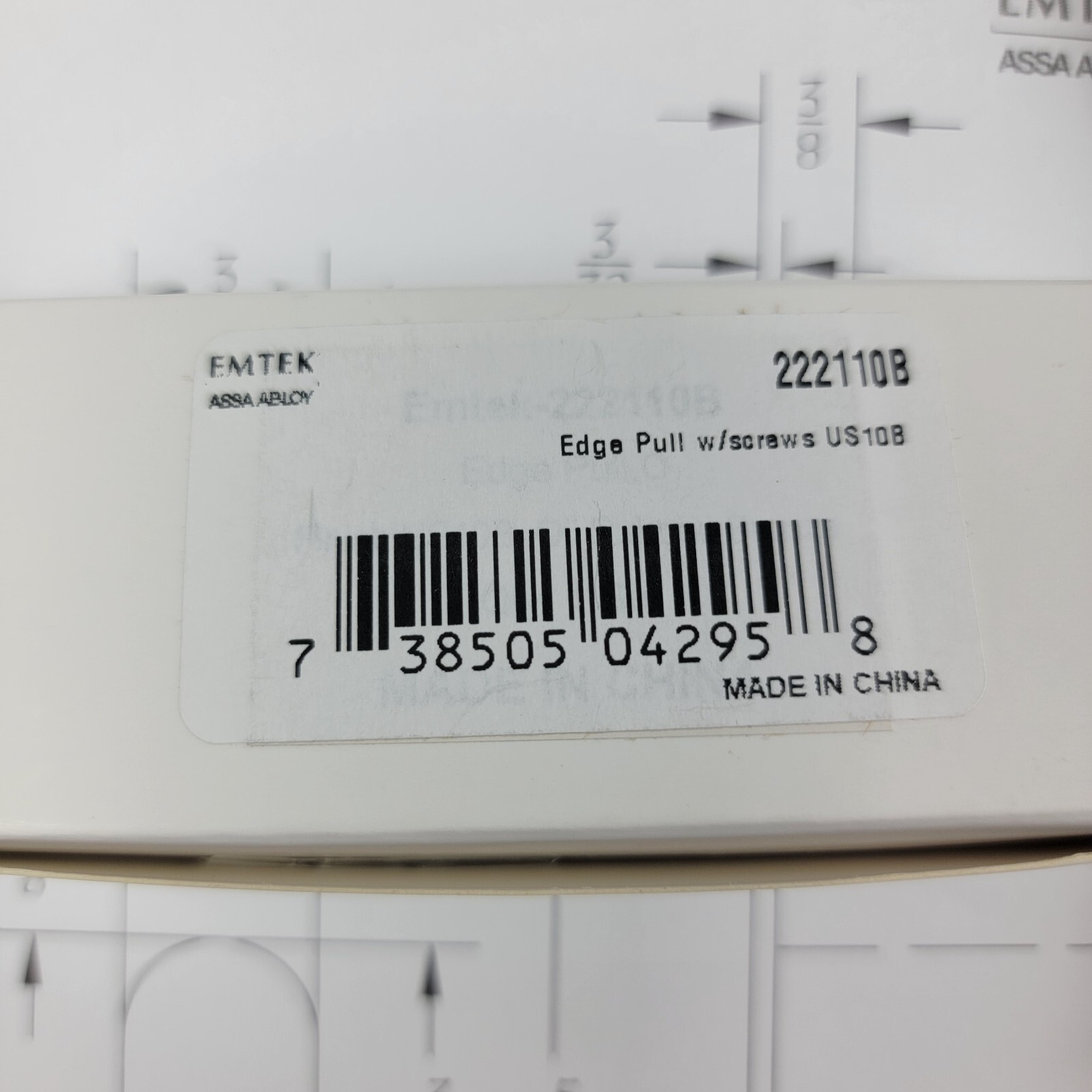 Emtek Oil Rubbed Bronze Edge Pull 2221US10B 738505042958