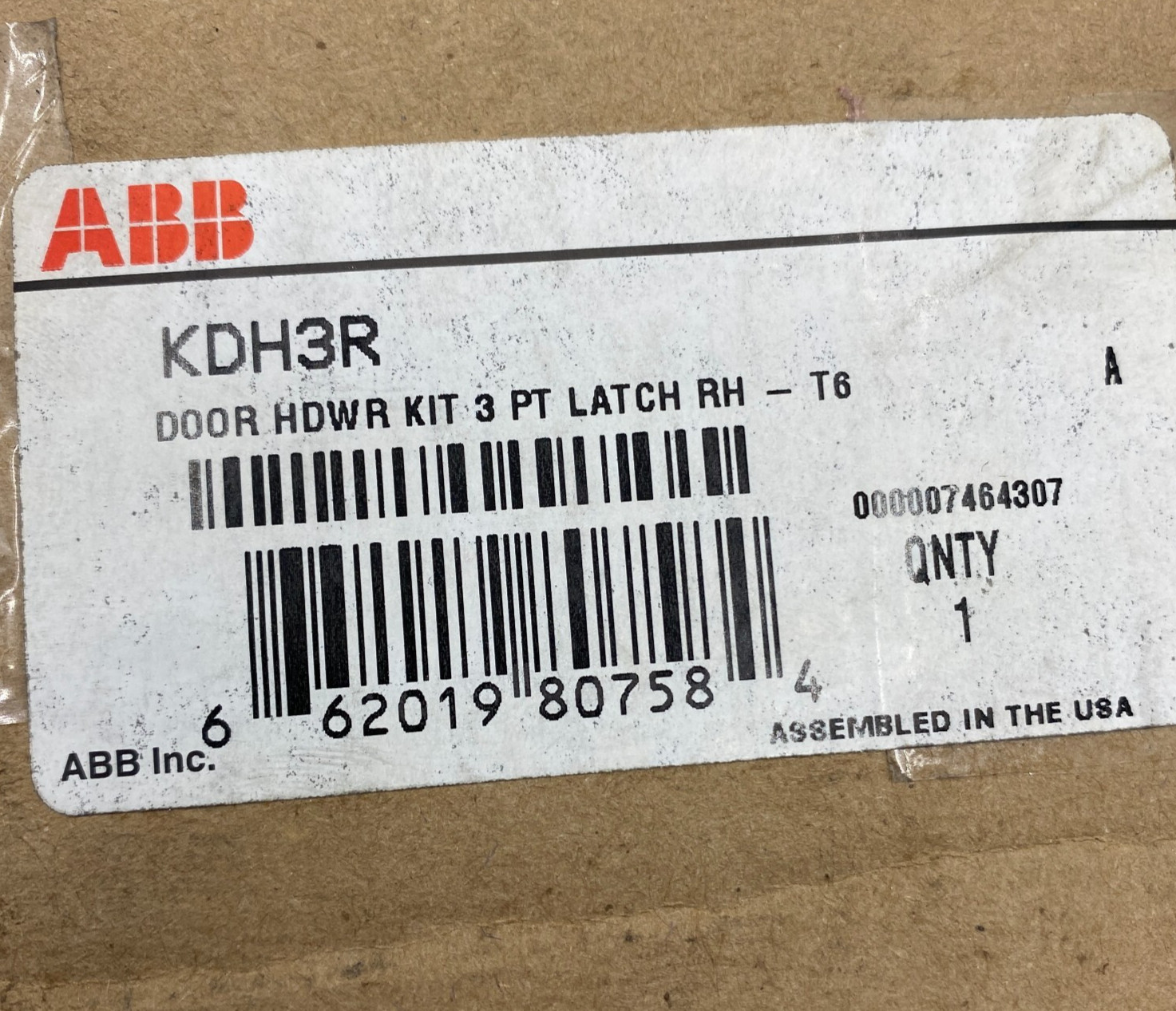 ABB, KDH3R, DOOR HDWR KIT 3 PT LATCH