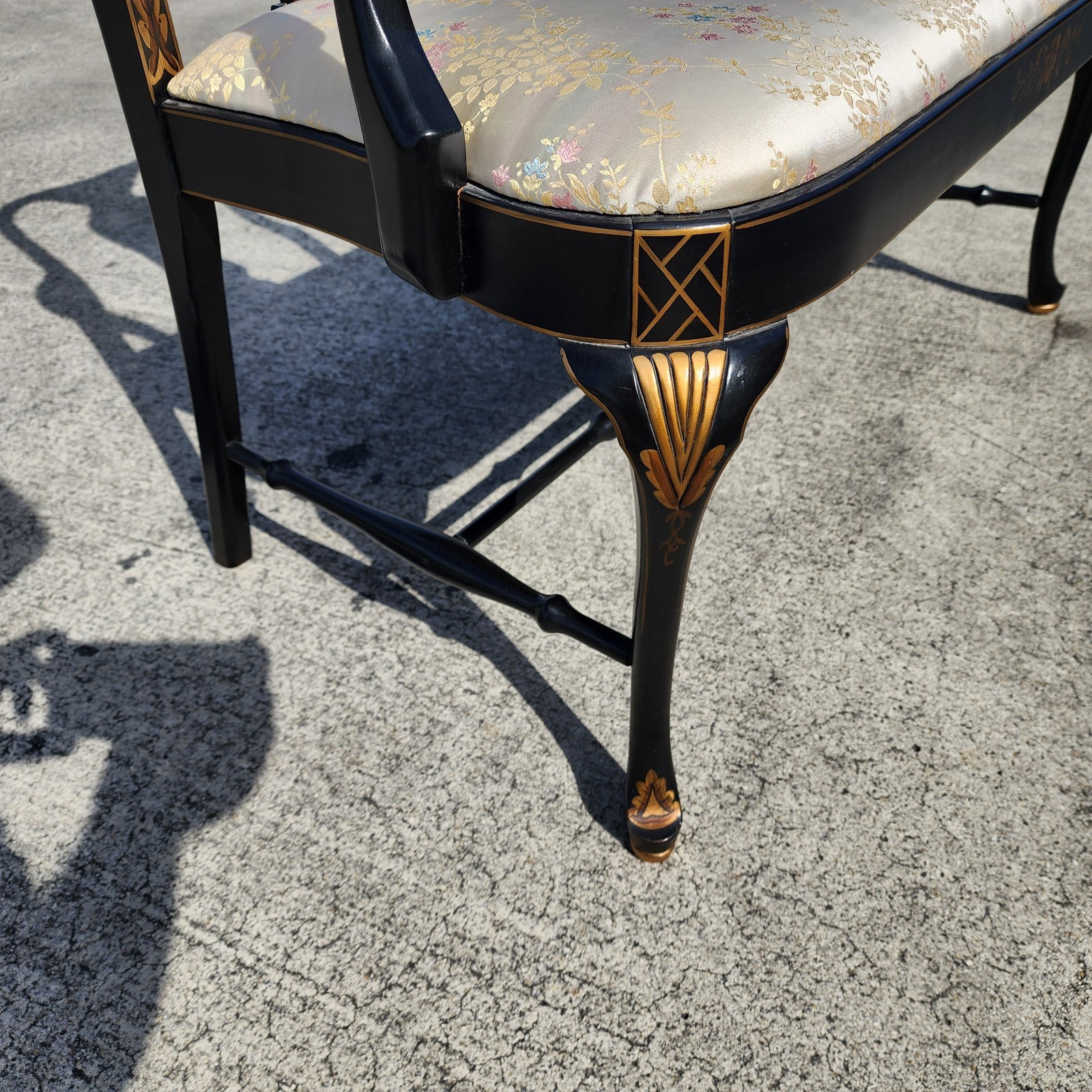 Vintage Queen Anne Chinoiserie Bench
