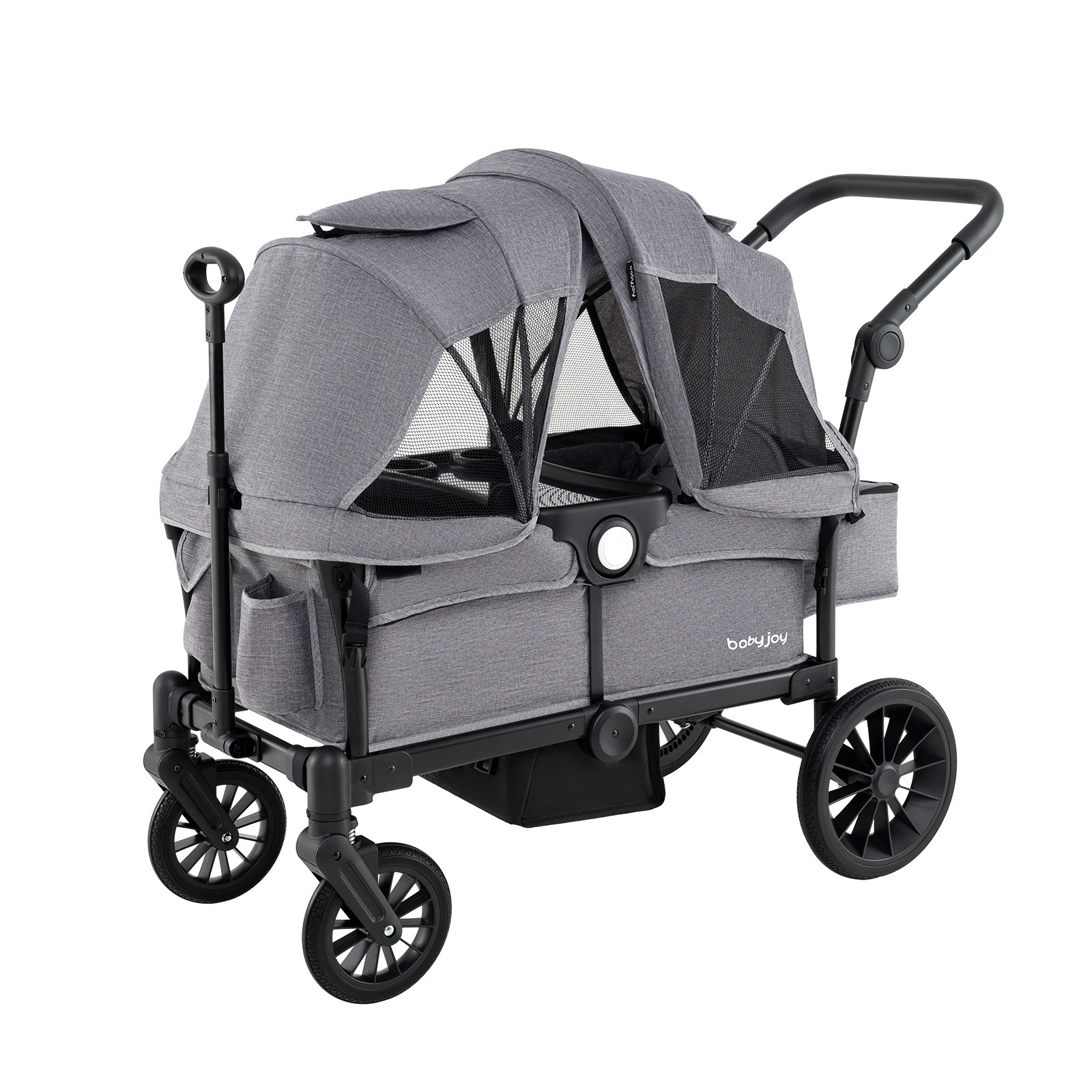 Wagon Stroller for 2 Kids Push Pull Double Stroller w/ Adjustable Handle