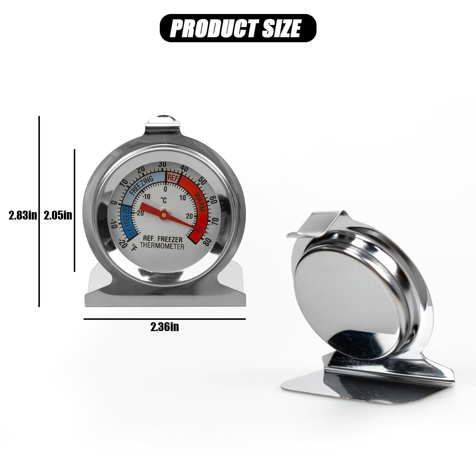 4 Pack Refrigerator Freezer Thermometer, Large Dial Analog Thermometer for Fr...