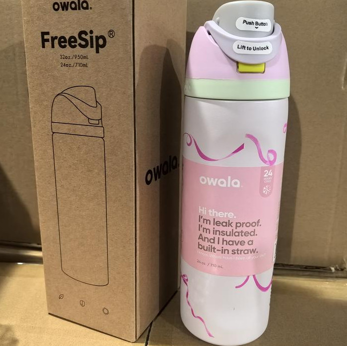 Owala FreeSip Water Bottle 24oz Pink Bows Tied And True UO Exclusive NIB