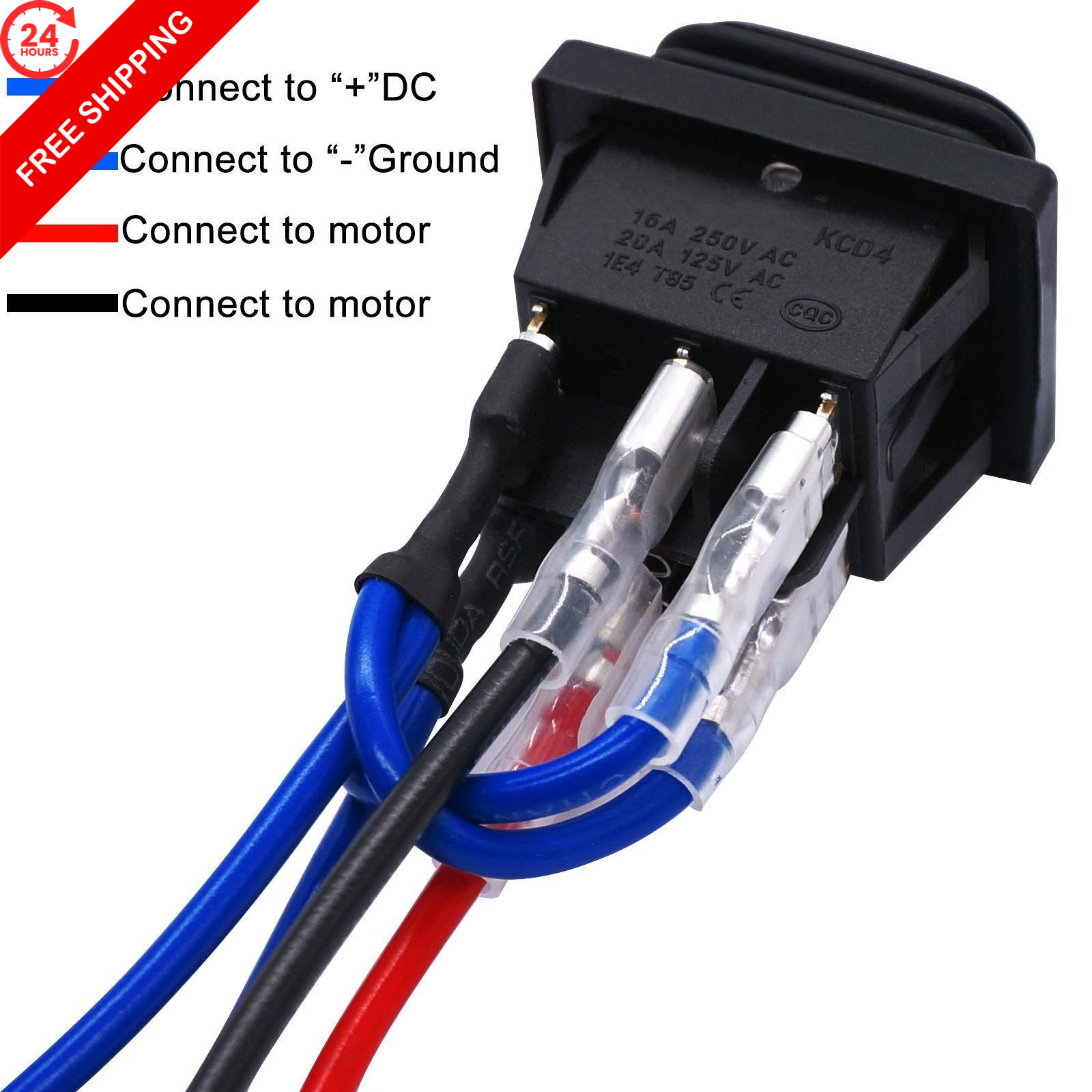 TWTADE Latching Polarity Reverse Switch Waterproof Rocker LED+Waterproof, Red