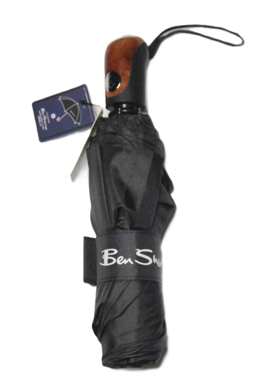 Ben Sherman Black Compact Folding Umbrella