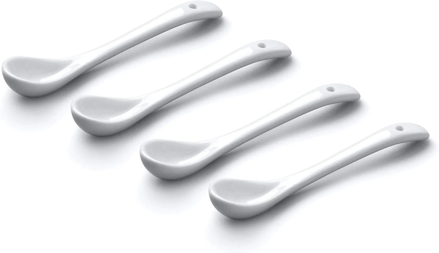 Set of 4 Small Traditional Porcelain Salt, Condiment, Tea, and Spice Spoons