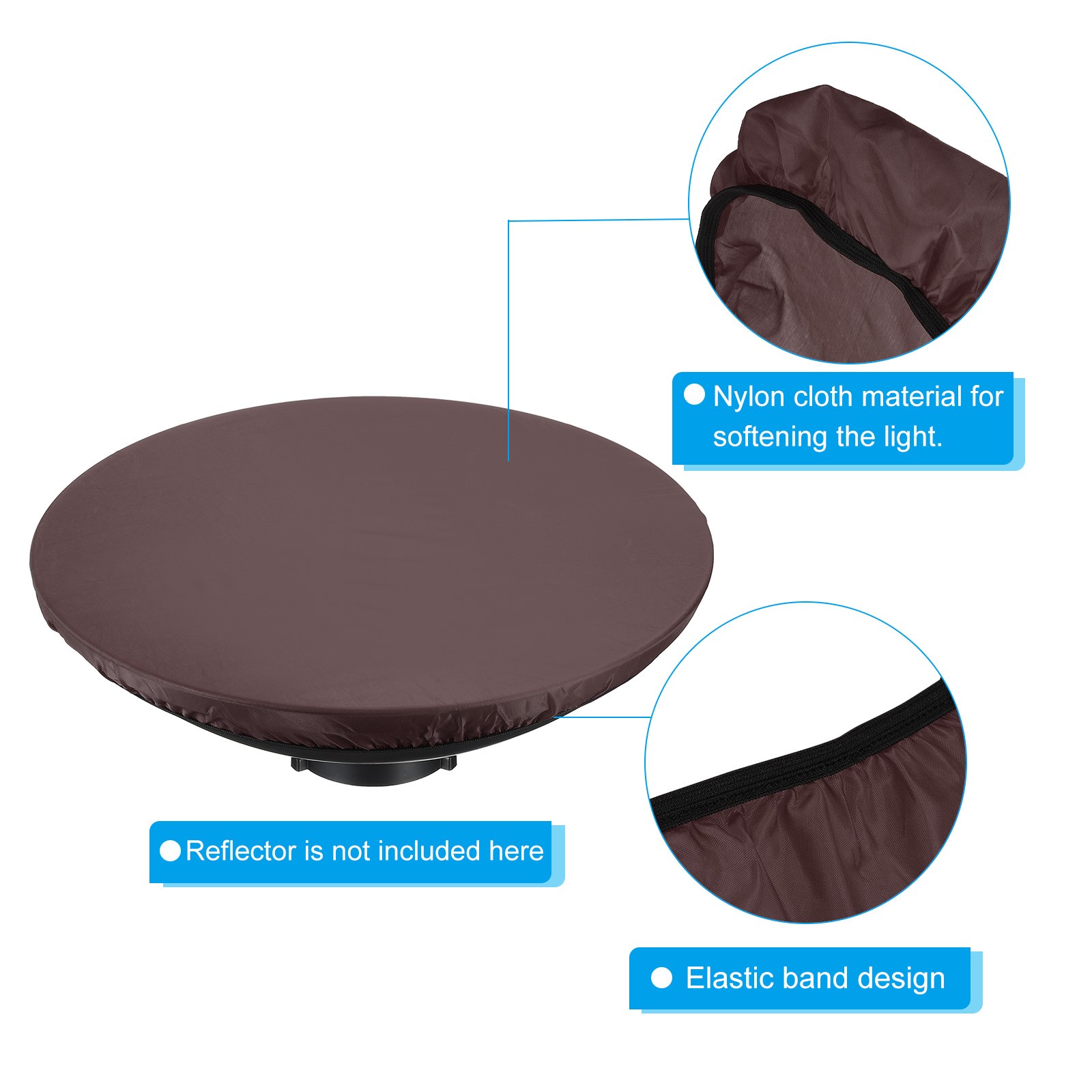22" Soft Diffuser Lamp Cover Cloth Diffuser Lamp Sock for Flashing Brown