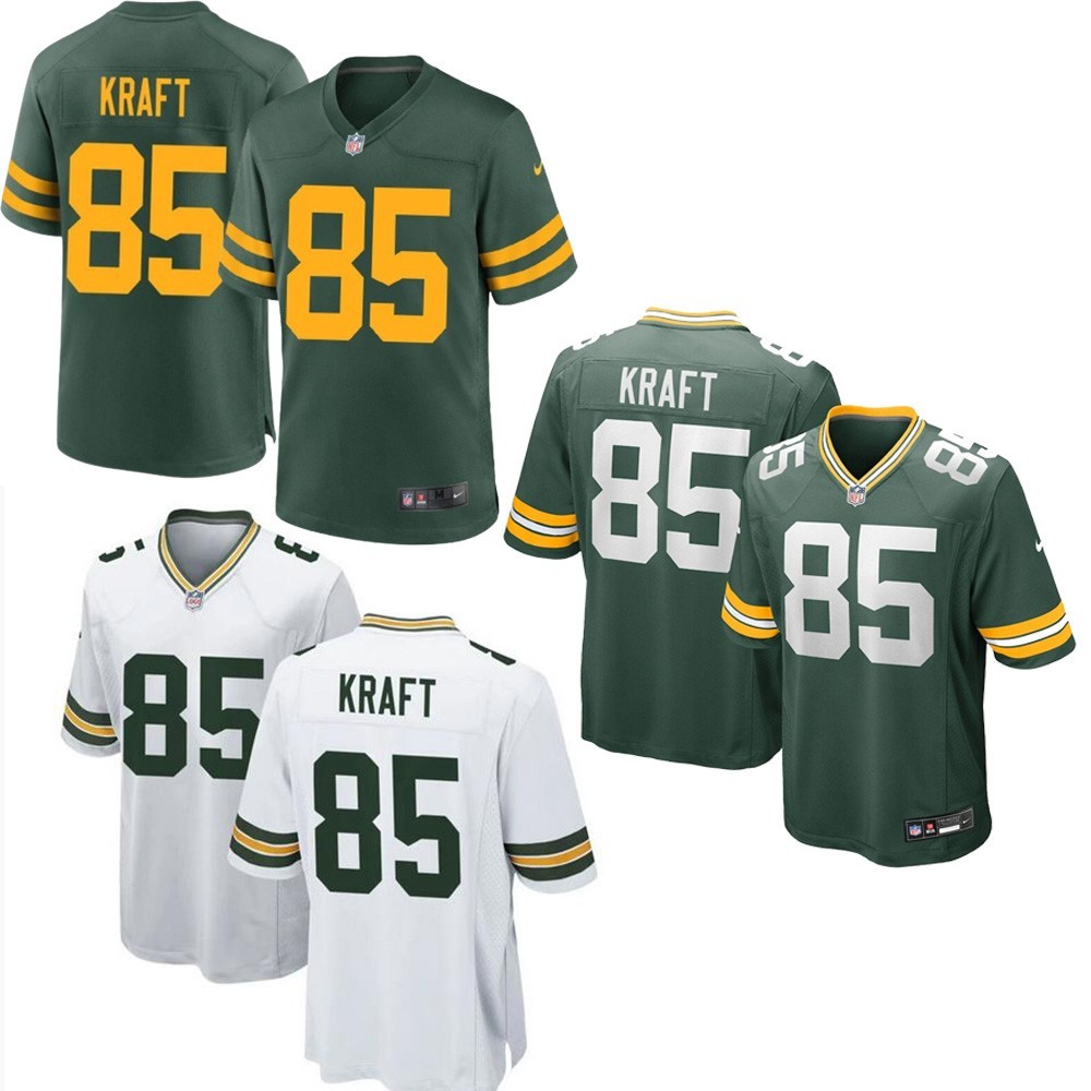 Men's #85 Tucker Kraft Green/White Player SportShirt Adult - All Stitched