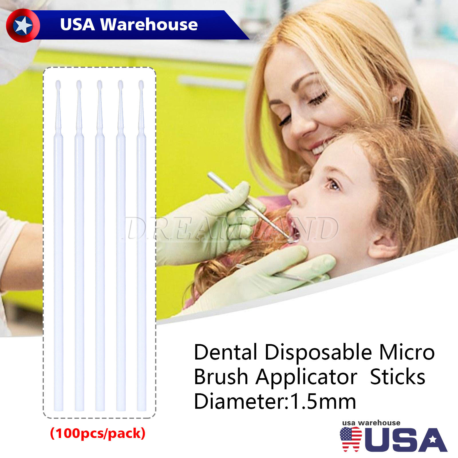 100×Dental Microbrush Disposable Bendable Applicators Tips Micro Brush Cleaning