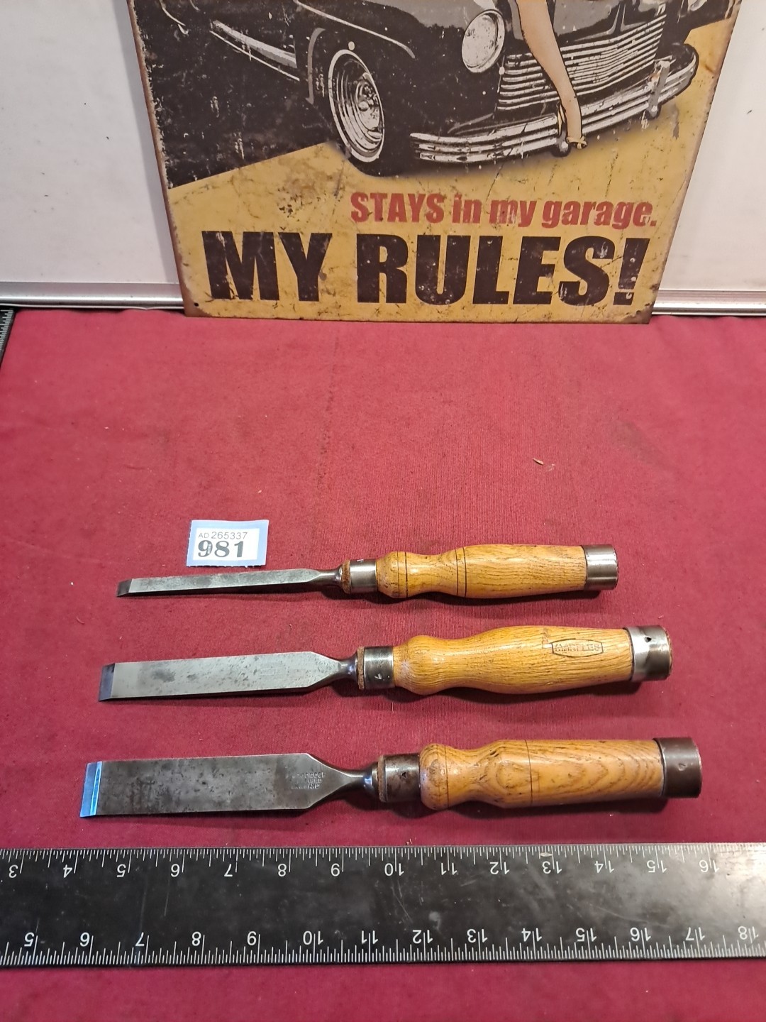 3 Pieces of Tapered Firmer Chisels Heavy Duty 2 x Marples & 1 x Woodcock