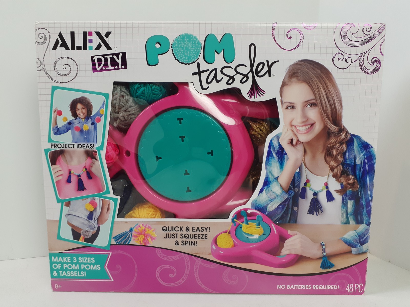 ALEX DIY Pom Tassler Craft Kit Makes 3 Sizes Of Poms Poms /Tassels 48pcs NEW 326