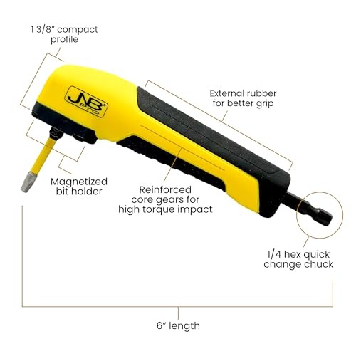 Right Angle Drill Attachment, 90 Degree Compact Drill Adapter with Magnetic
