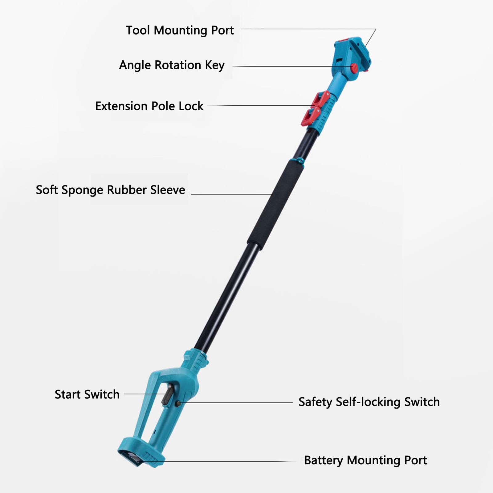Adjustable Electric Pruning Shears Extension Pole For High Branches