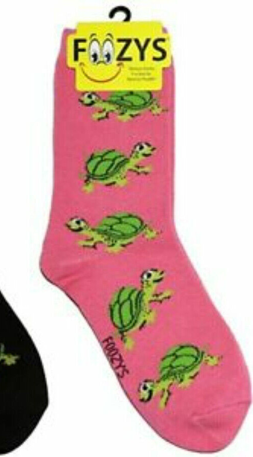 Foozys Turtles Pink Women's Crew Socks Size 4 through 10 1 Pair