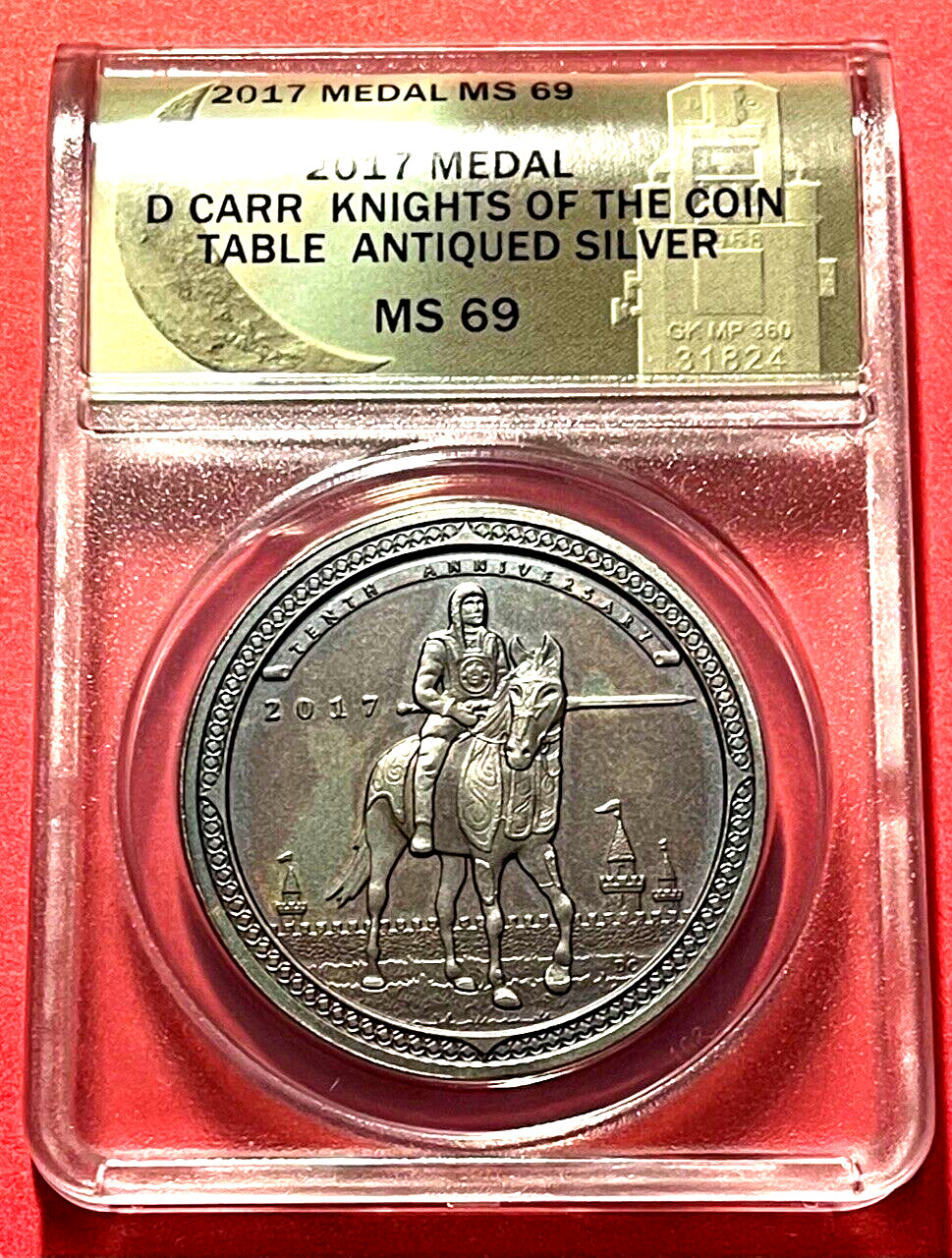 DANIEL CARR 2017 KOTCT ANTIQUED TOKEN MS69 ANACS .999 1 OZ SILVER LOW MINTAGE 39