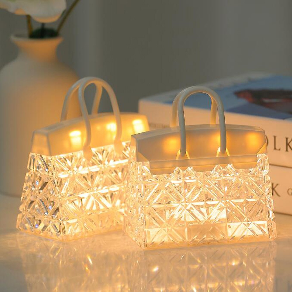 Portable Night Light Acrylic Crystal Handbag Decoration Lamp LED Ambient TKBN