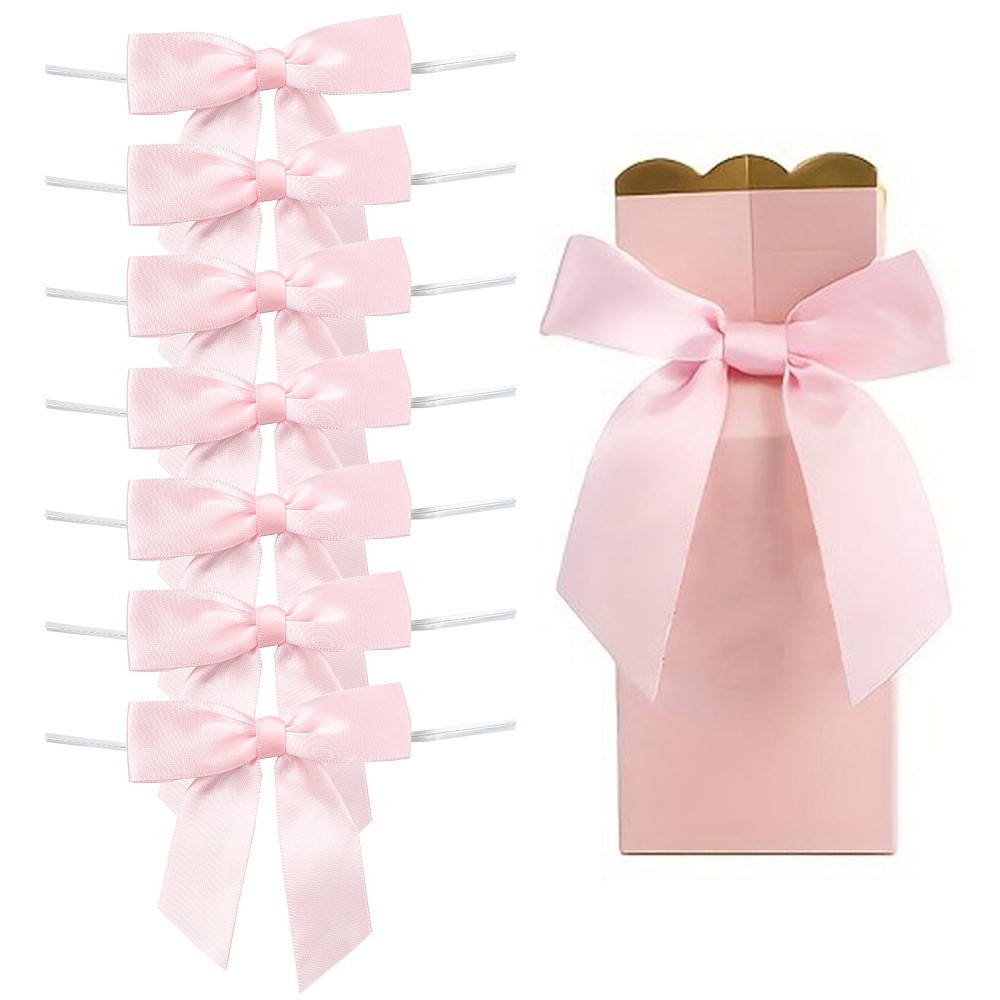 50pcs Polyester Bowknot Gift Box Packing Decorations Pink Bowknot Tie for Fasten