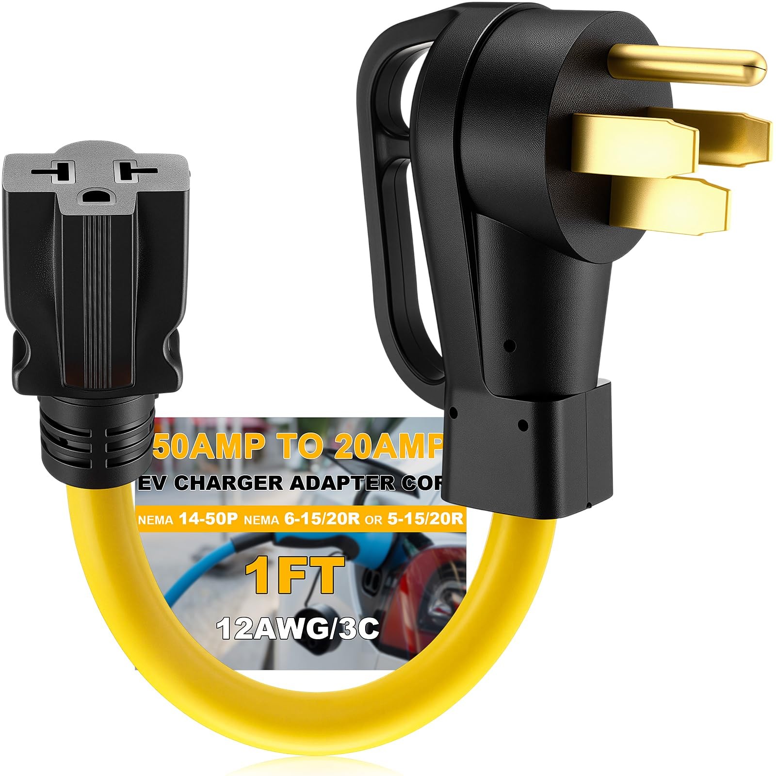 Mootycapa 14-50P to 6-20/15R or 5-20/15R RV EV Adapter Cord Compatible With N...
