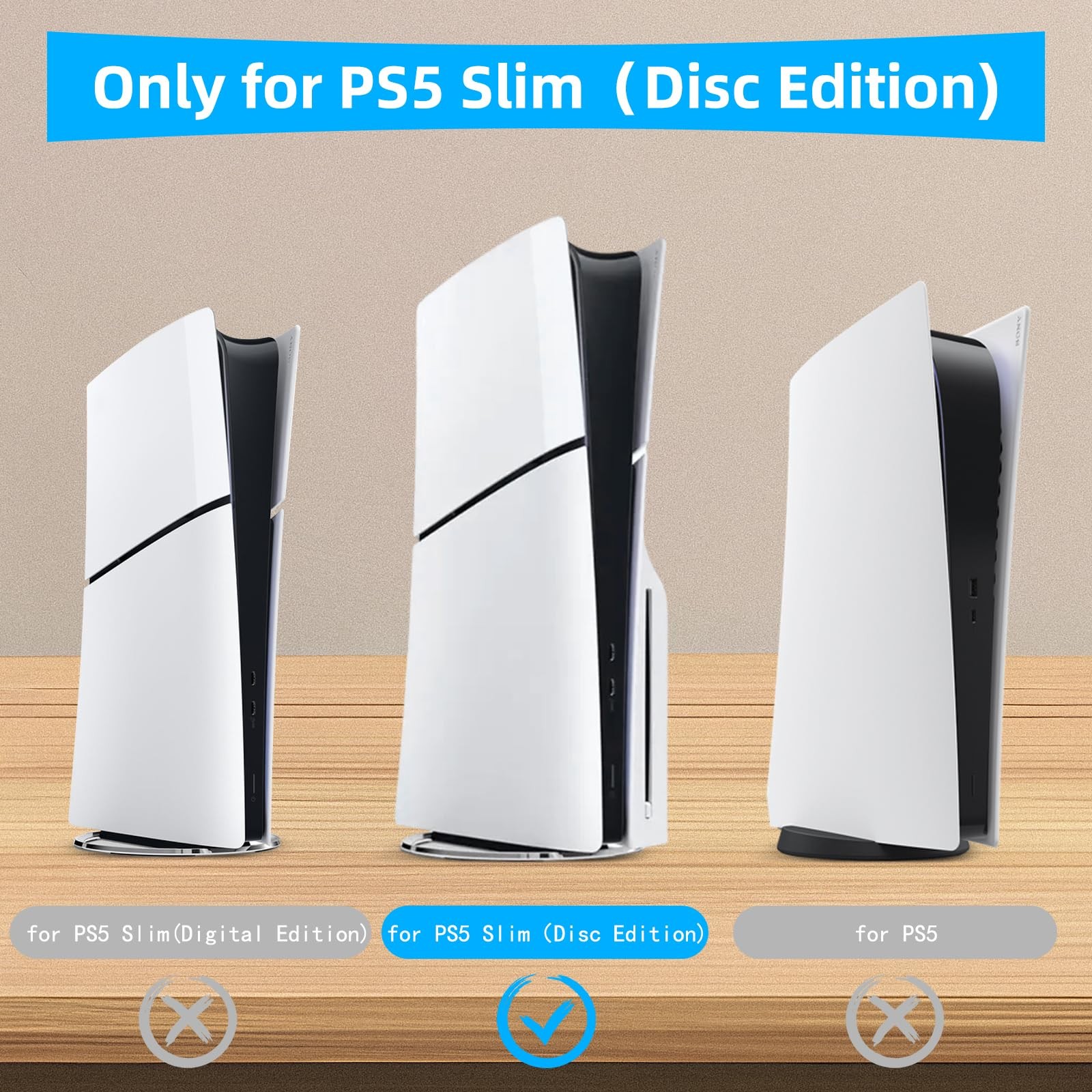 YIBEICO Stand for PS5 Slim Disc Edition SLIM Disc*4pcs, transparent