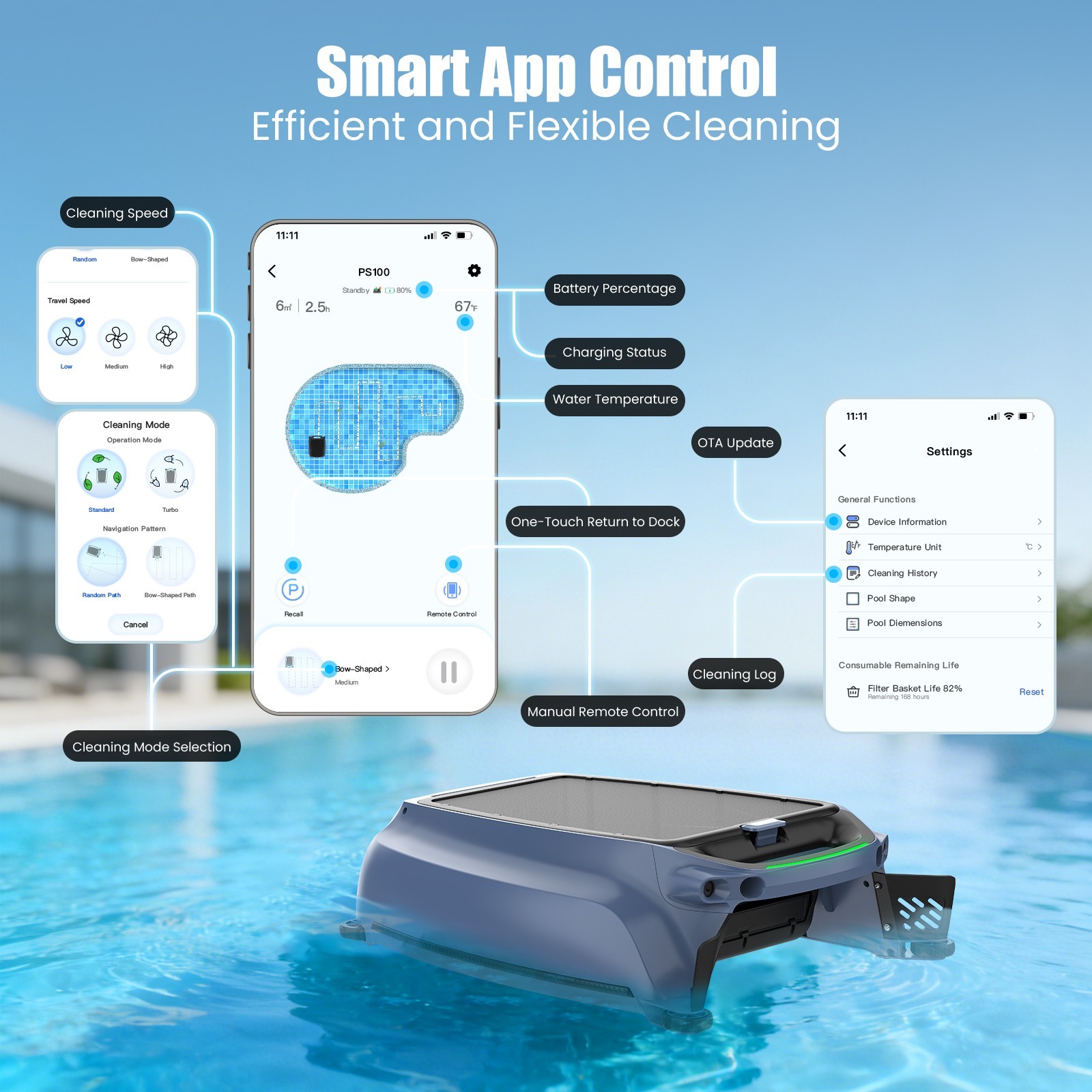 AIRROBO SP200 Solar Powered Robotic Pool Skimmer Automatic Pool Cleaner Robot