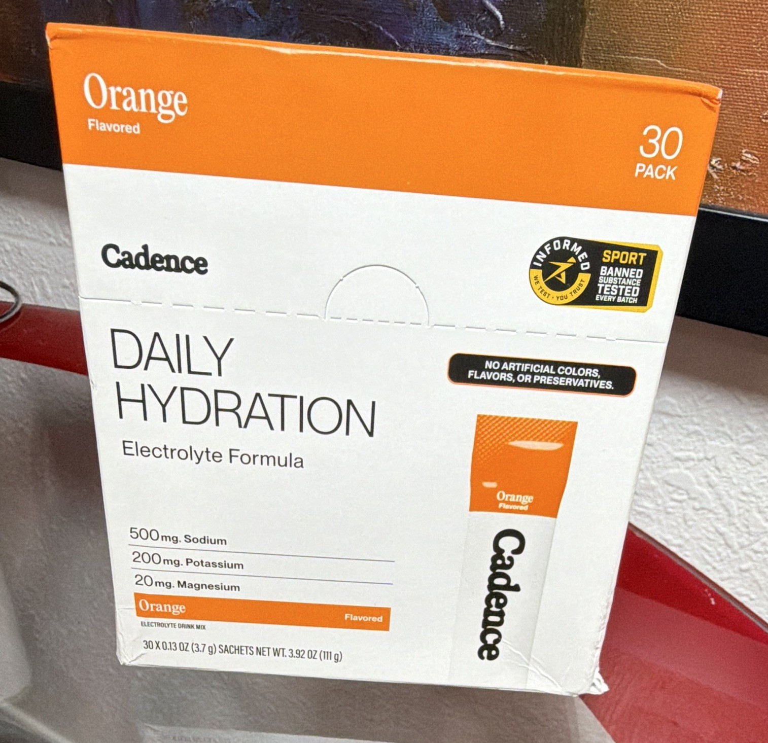 Cadence Daily Hydration Electrolytes Drink Mix Sachets Orange 30 Pack