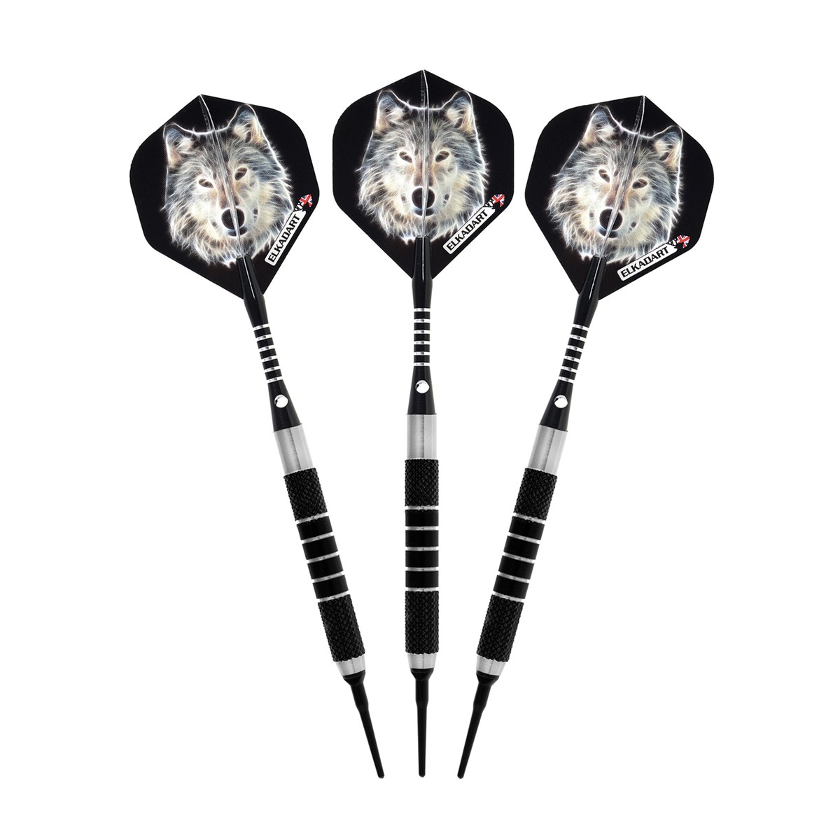 Elkadart Lone Wolf Soft Tip Darts Silver w/ Black 18 Grams