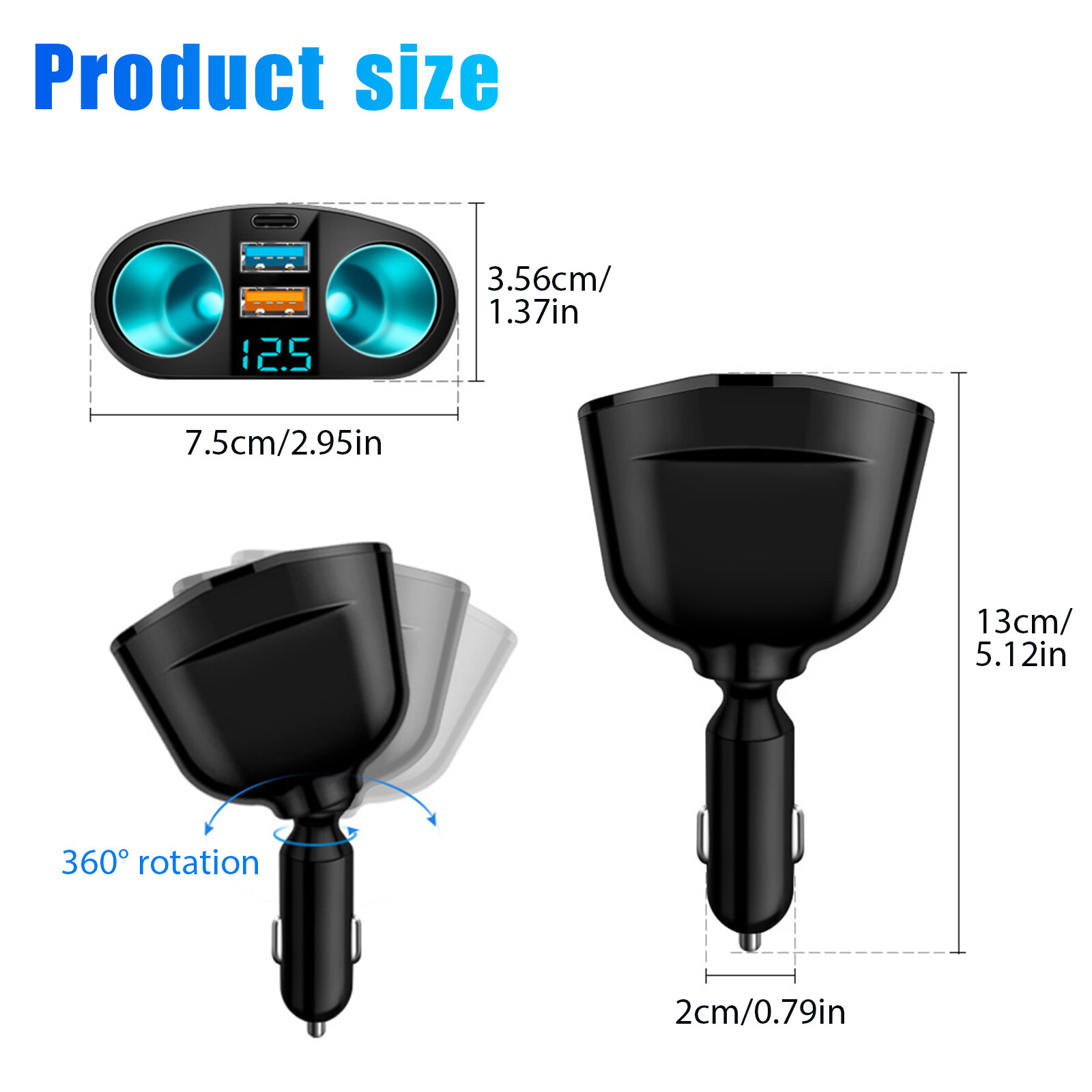 Car Cigarette Lighter Socket Adapter Dual USB Double Plug Charger Splitter 12V