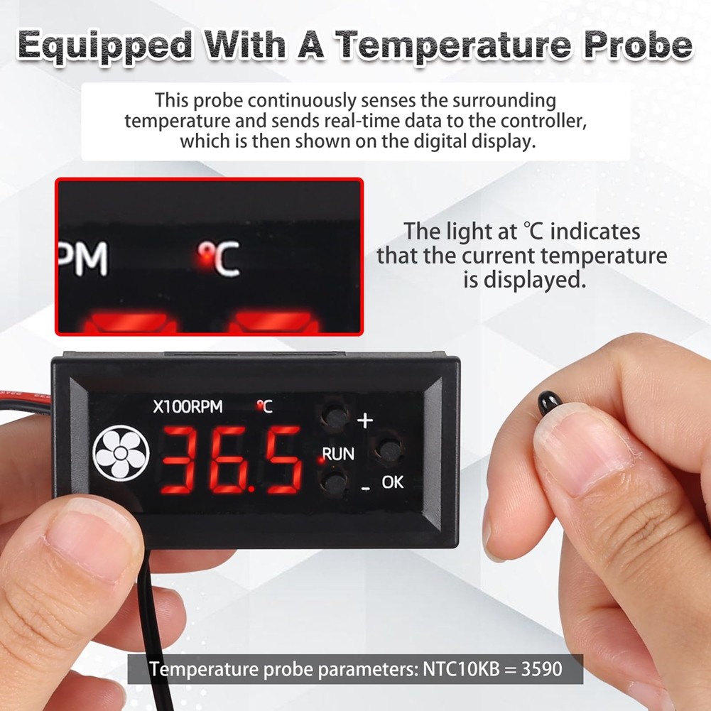 Fan Temperature Controller,DC 12V PWM 4-Wire Fan Speed Controller Module9695
