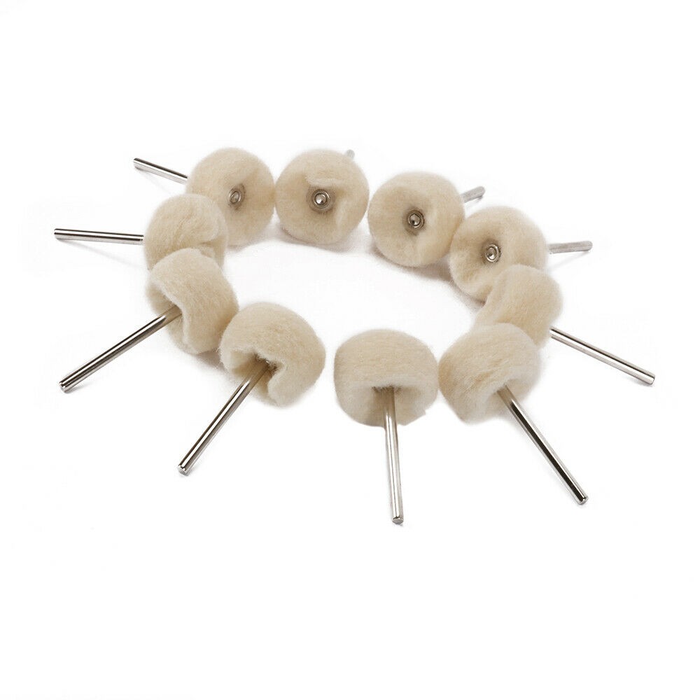10Pcs Fine Wool 1/8" Shank Soft Polishing Brush Buffing Wheel  Rotary Tool L