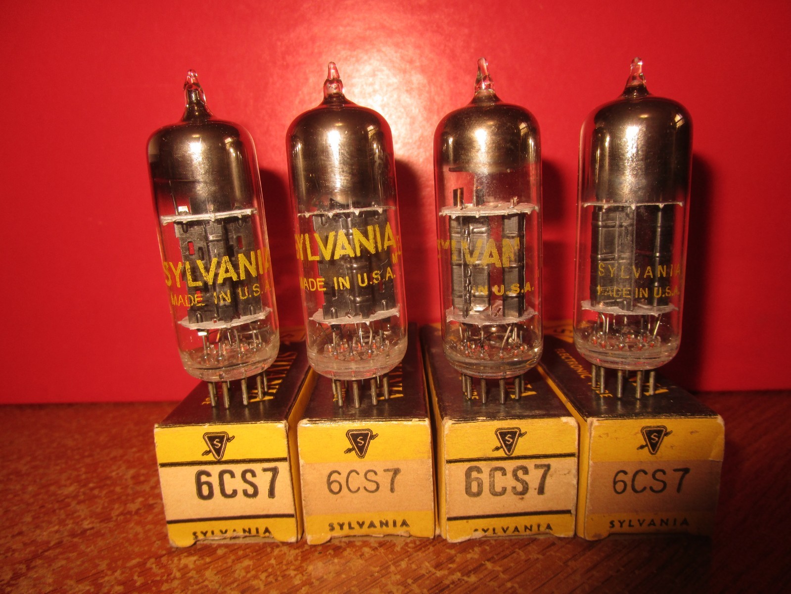 (4) Mint 110% Test NOS NIB  1956 Sylvania  6CS7  D Getter     Audio  Tubes