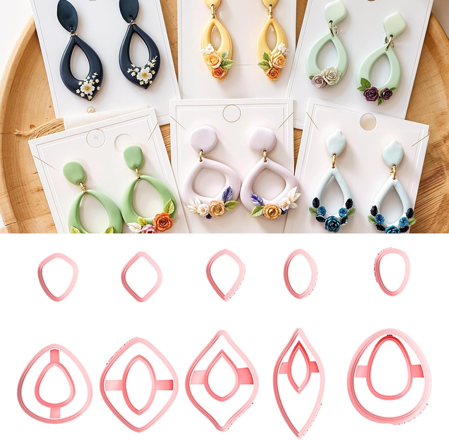 Polymer Clay Cutters, 10 Shapes Clay Cutter for Polymer Jewelry Clays Earrings C