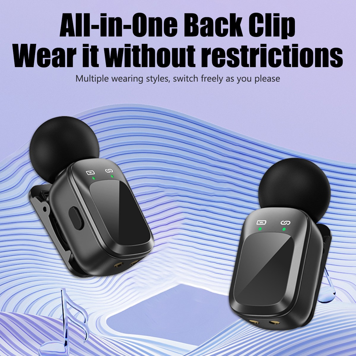 Wireless Microphone Mini Mic for iPhone/Android Phone, LED Display Lavalier Mic-