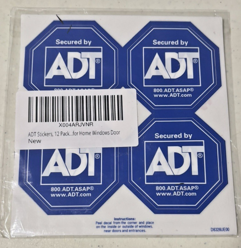 12 Count A D T Security Alarm System Window Stickers/Decals